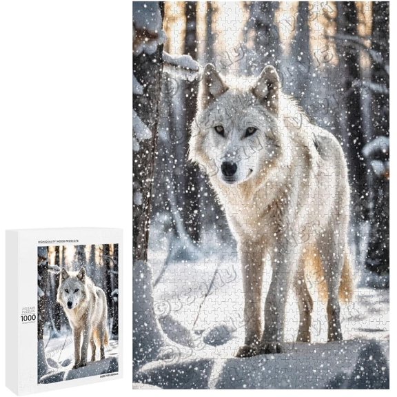 20"x30" Wooden Sign - Winter Wolf Christmas Decor, 1000 Piece Puzzle for Adults, Perfect for Living Room or Man Cave, Ideal for Women and Men on Christmas