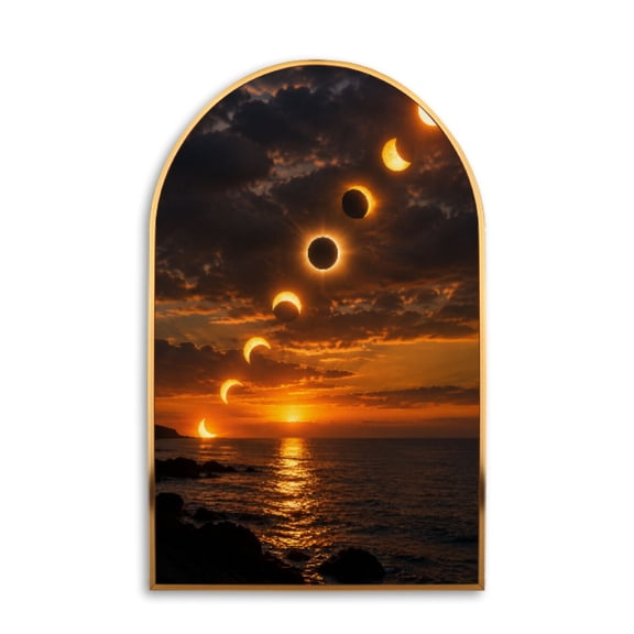 20"x32" Large Wall Art Sunset Phases Crescent Moon Ocean Waves Vertical Canvas Wall Art for Living Room Bedroom Modern Prints Aesthetic Framed Artwork Home Wall Decor