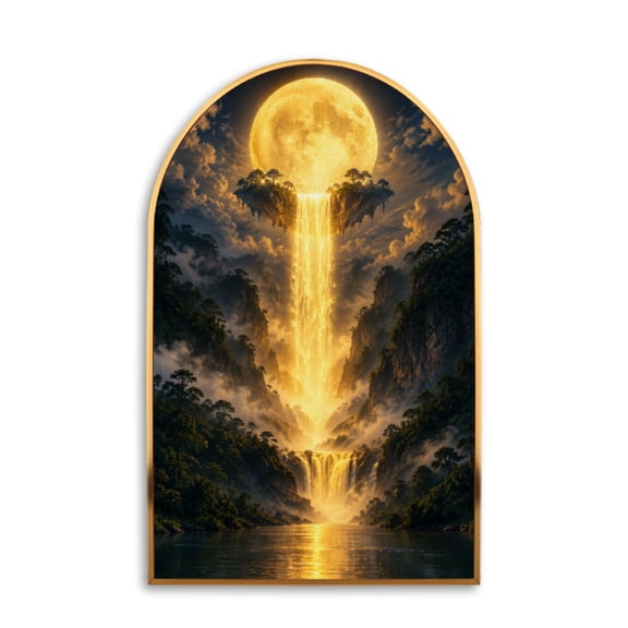 20"x32" Large Wall Art Waterfall Crescent Moon Ethereal Full Moon Vertical Canvas Wall Art for Living Room Bedroom Modern Prints Aesthetic Framed Artwork Home Wall Decor