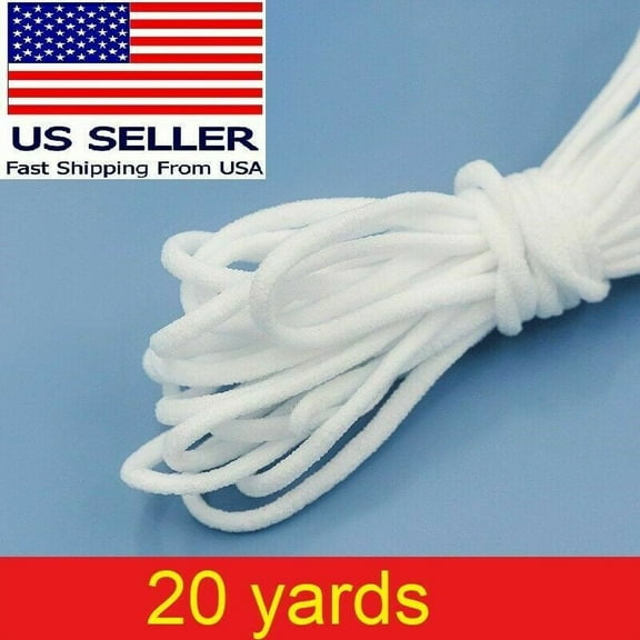 20 yards 3mm 1/8 Inch Round Elastic White Band Rope Cord String Ear Hanging Tape Sewing Crafting For DIY Face Masks