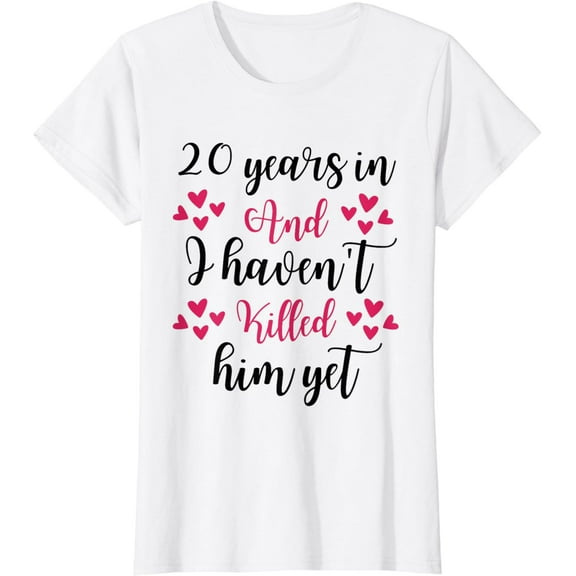 20 years of marriage for women gift 20th wedding anniversary T-Shirt100% cotton