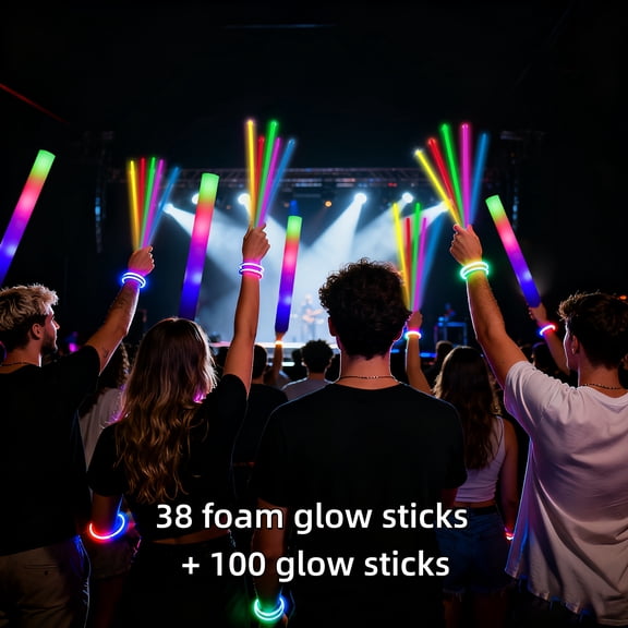 200/100/67/30pcs LED Foam Glow Sticks Bulk, Multi-Color Flashing Light Up Batons, Glow in the Dark Party Supplies for Christmas Halloween Wedding Birthday New Year Festival Decorations