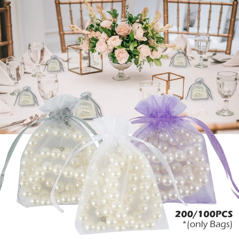 200/100Pcs Organza Gift Bags Wedding Favour Bags Jewelry Pouches
