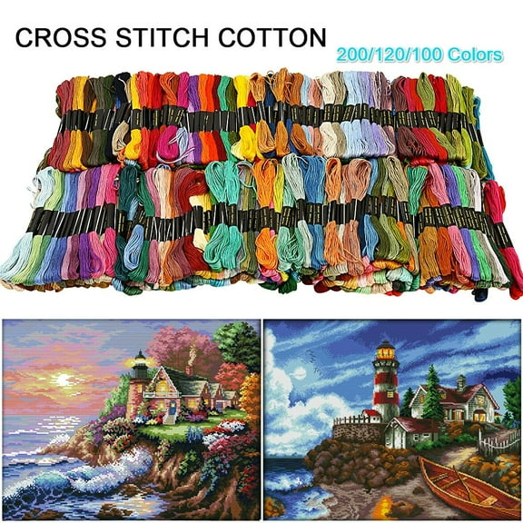 200/120/100 Colors Cotton DMC Cross Floss Stitch Thread Embroidery Sewing Skeins Multi Colors