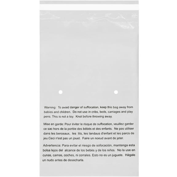 200 24x36 LARGE EcoSwift Self Seal Suffocation Warning Clear Poly Bags 1.5 mil