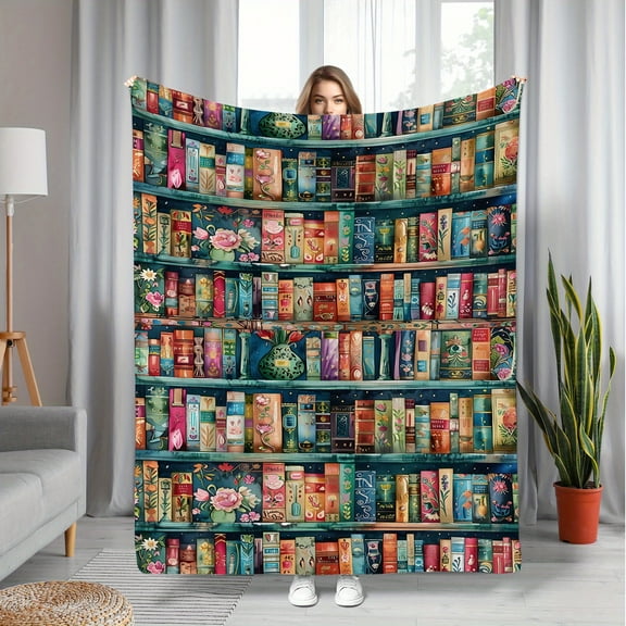 200-250Gsm 1pc Polyester Digital Print Flannel Throw Blanket for All Seasons, Book Lovers, Reading Clubs, and Library Professionals