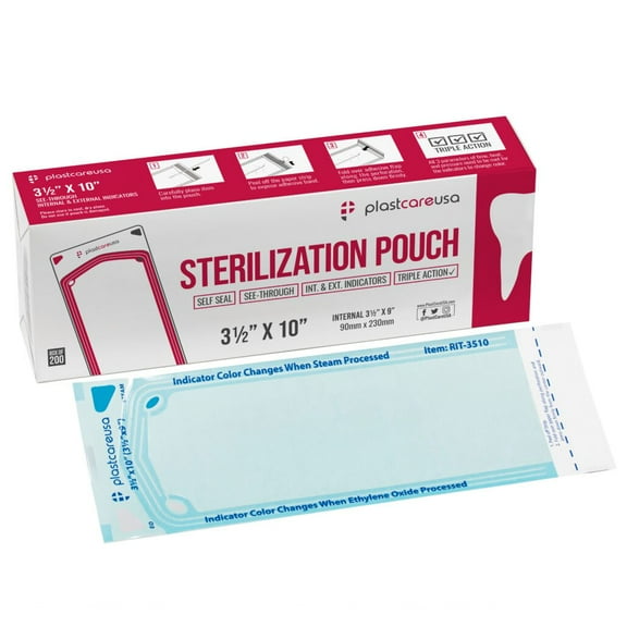 200 3.5" X 10" Self Seal Sterilization Pouches for Cleaning Tools & Autoclave & Autoclave