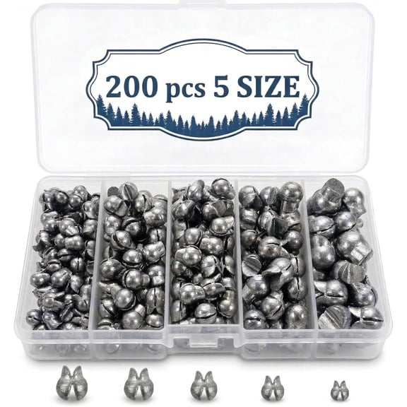 Trailvora 200/350 Pcs Premium Split Shot Fishing Weights Sinkers, Removable Leakproof Fly Fishing Split Shot for Freshwater & Saltwater Bass Trout Circular Accessories - 5/6 Sizes