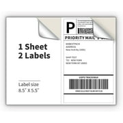 200-4000 Shipping Labels 8.5" x 5.5" Half Sheets Blank Self Adhesive 2 Per Sheet
