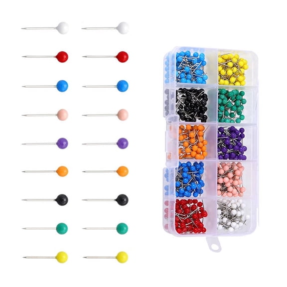 200/500/900Pcs Colored Dressmaking Pins 4mm Head Quilting Positioning Pins Dressmaker Pin For Clothing Tailoring