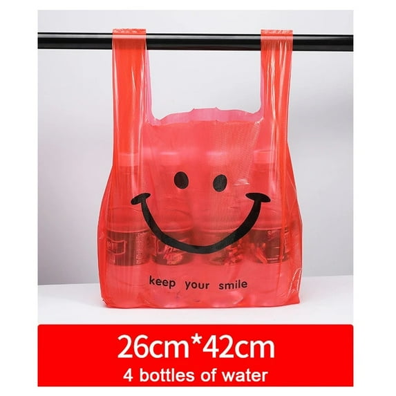 200-50Pcs Plastic Shopping Bags with Handle  3 Sizes Supermarket Shopping Convenient Reusable Bag Kitchen Storage Plastic Bag