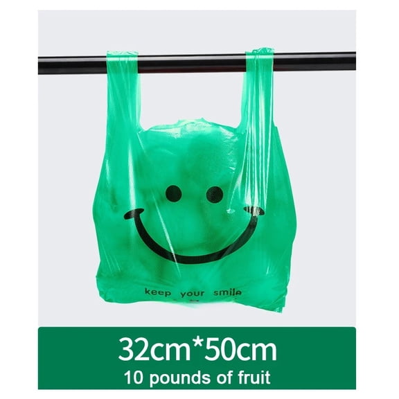200-50Pcs Plastic Shopping Bags with Handle  3 Sizes Supermarket Shopping Convenient Reusable Bag Kitchen Storage Plastic Bag