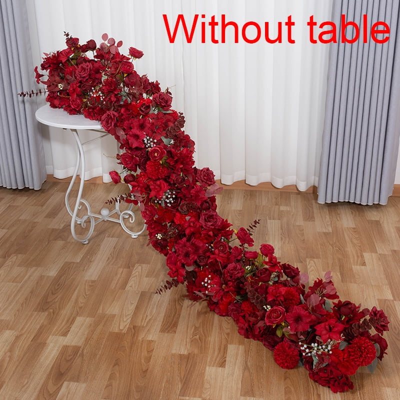 200/50cm Luxury White Rose Artificial Flower Row Wedding Table ...