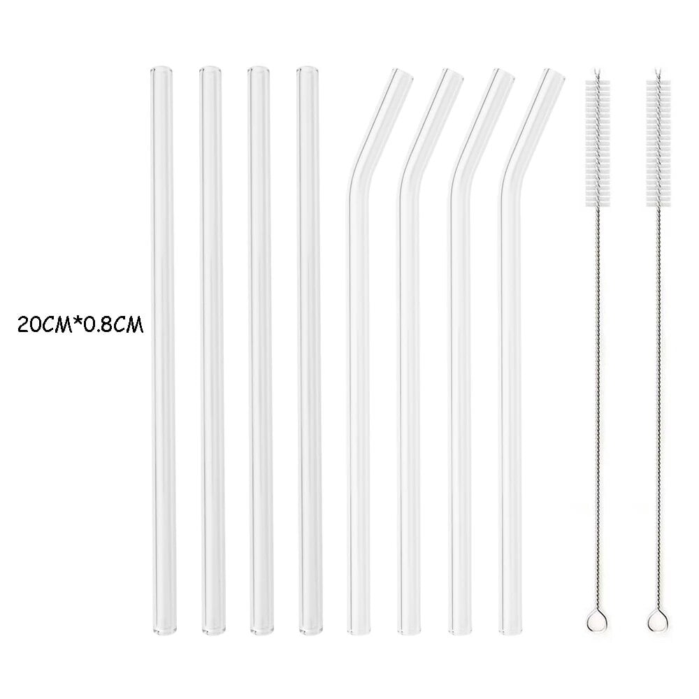 15 Pack Glass Straws Shatter Resistant Reusable, Clear