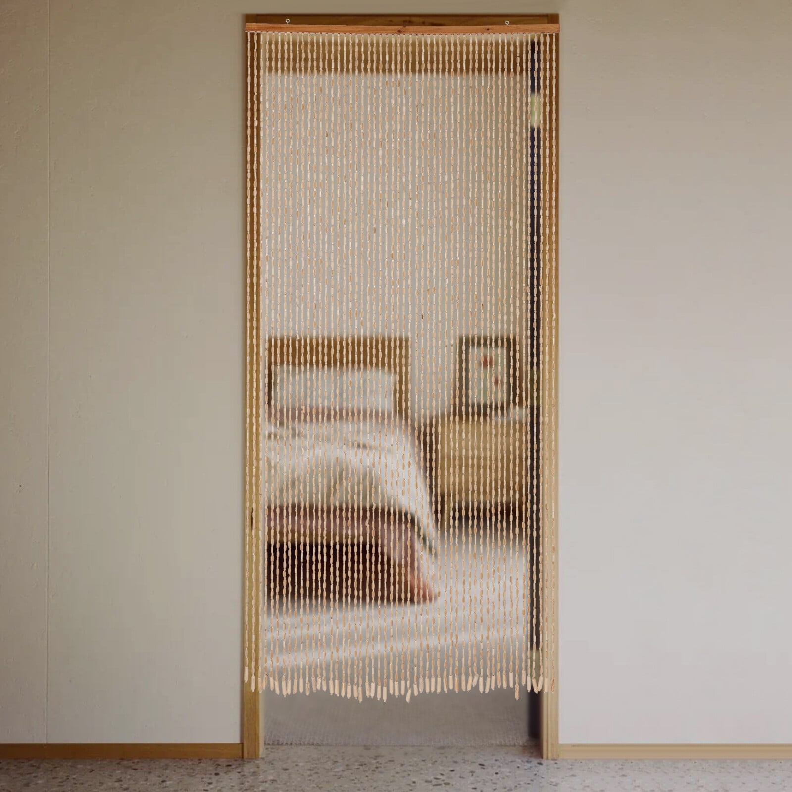 200*90cm Bamboo Wood Beaded Curtain, Bamboo and Wooden Doorway Curtain, Door Curtain