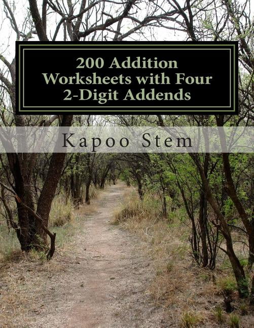 200 Addition Worksheets with Four 2-Digit Addends : Math Practice ...