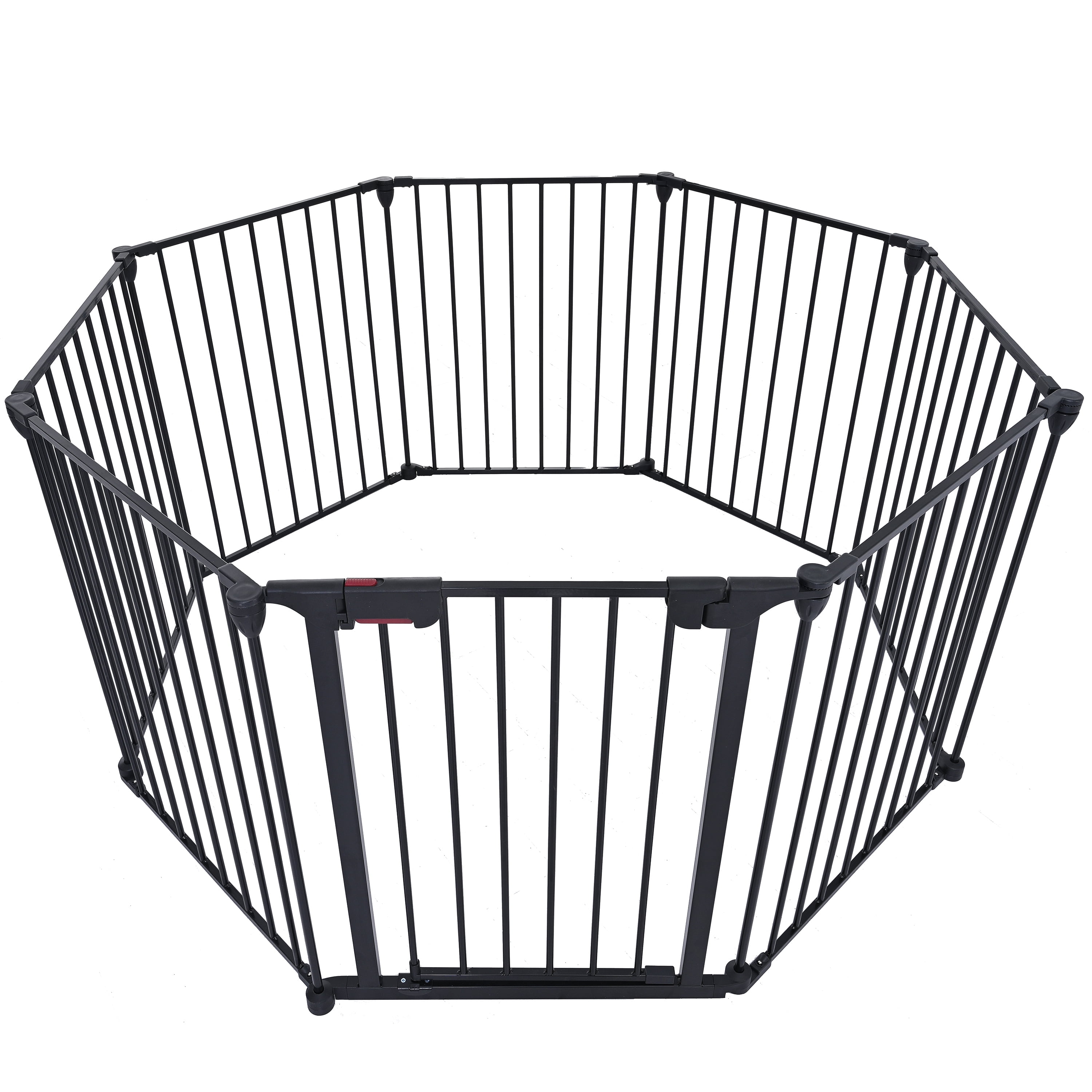 200" Adjustable 8-Panel Metal Pet Gate - Ideal for Doorways, Stairs, Fireplaces, Christmas Trees & Prohibited Areas