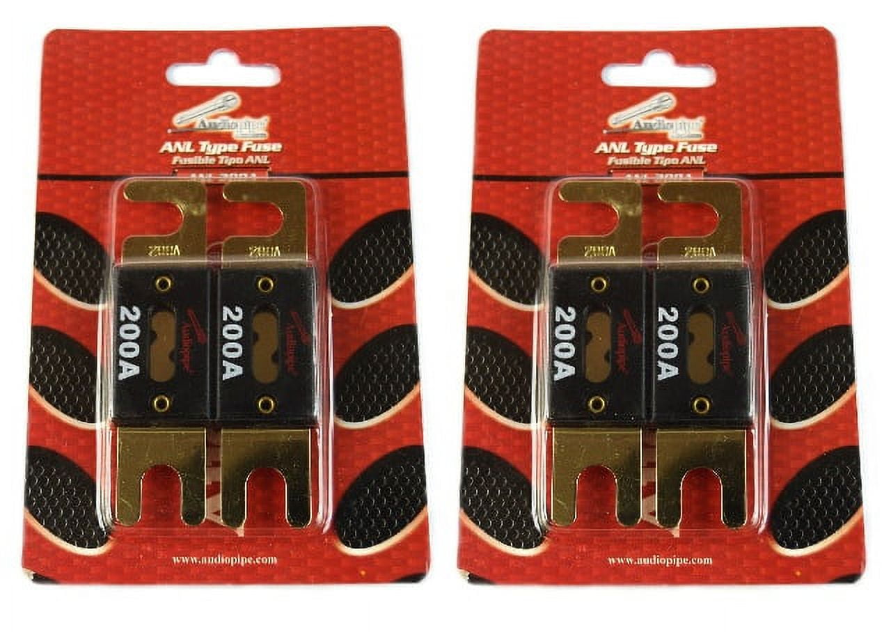 200 Amp ANL Fuses Gold Plated AudioPipe Blister Pack 4 Fuses Car Audio Stereo