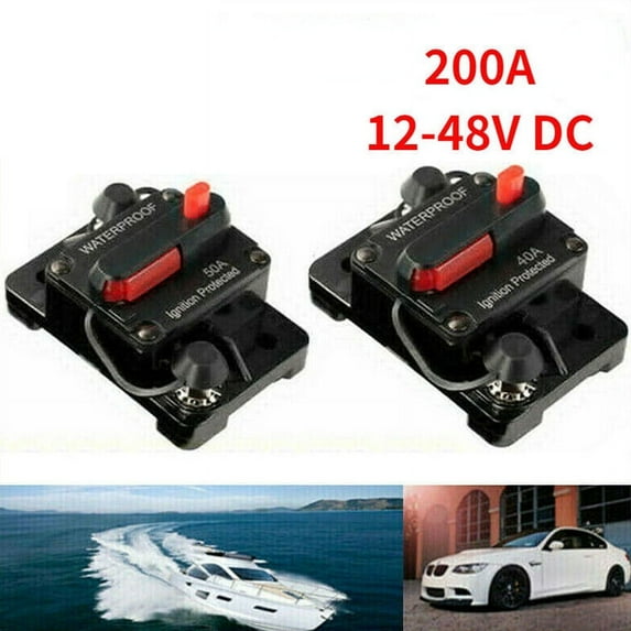 200A 12-48V DC Black Manual Reset Circuit Breaker