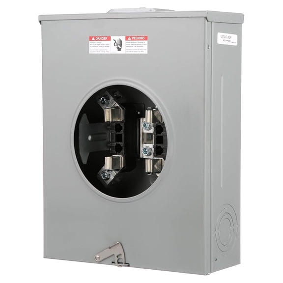 200 Amp Meter Socket - 4 Jaw Ringless 1 Position OH/UG - Overhead Underground Service - Electrical Meter Base - No Bypass - Durable Construction