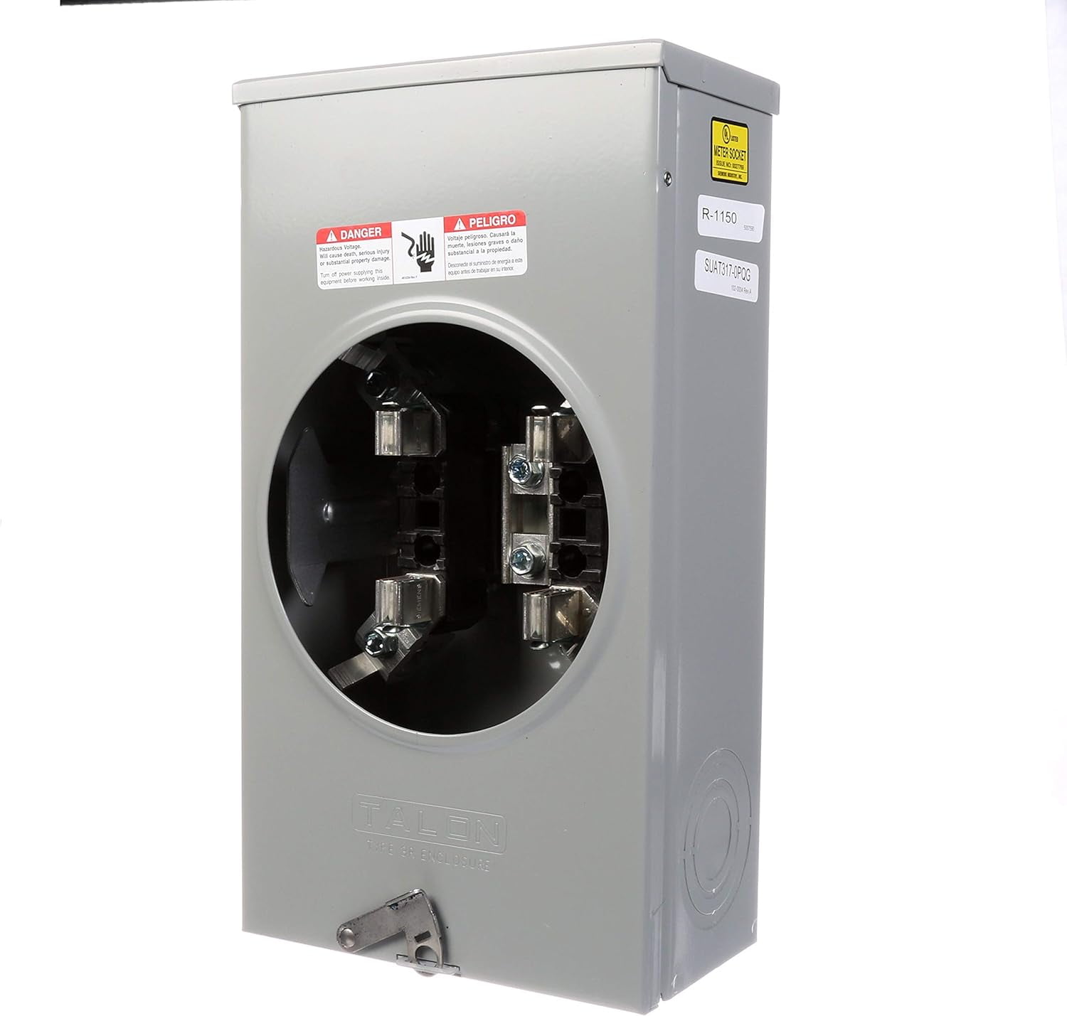 200Amp Overhead Feed Meter Socket With Ringless Meter Cover, Horn