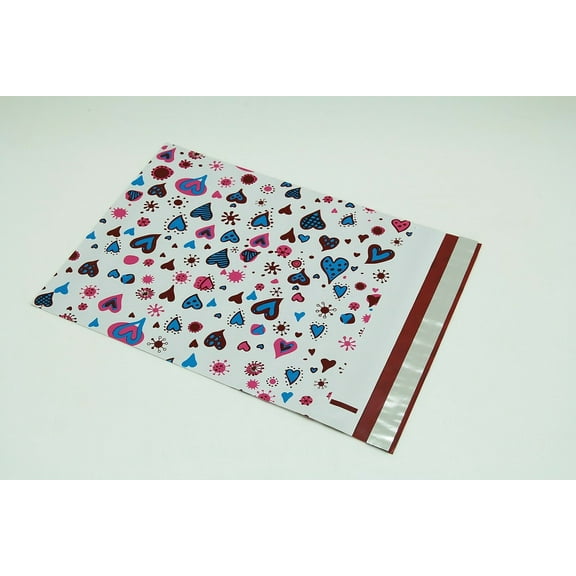 200 Bags 100 10x13 Blue Hearts, 100 10x13 Cute Rabbits Designer Poly Mailers