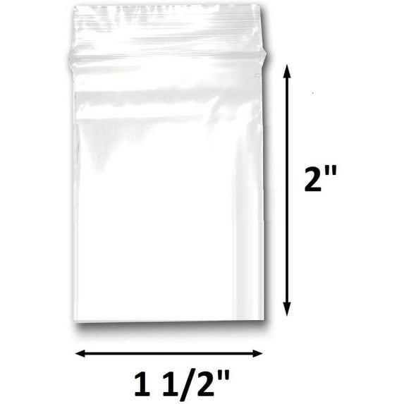 200 Bags of 1.5" x 2" 2 Mil Clear Plastic Reclosable Zip Poly Bags with Resealable Lock Seal Zipper by 888 Display USA