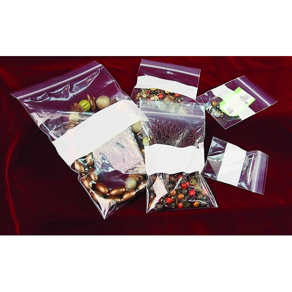 200 Bags of 2" x 2" 2 Mil Clear Plastic Reclosable Zip Poly Bags with Resealable Lock Seal Zipper with White block