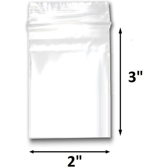 200 Bags of 2" x 3" 2 Mil Clear Plastic Reclosable Zip Poly Bags with Resealable Lock Seal Zipper by 888 Display USA