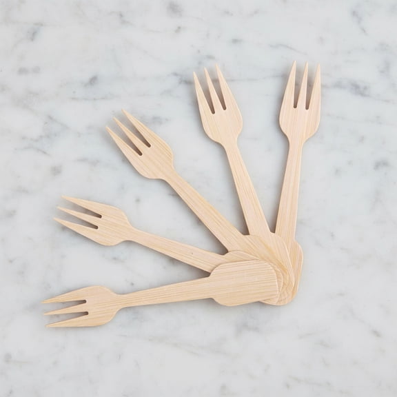 200 Bamboo Fork and Spoon 2 in 1, Disposable Forks Spoons Combo Compostable Utensils for Charcuterie, Desserts, Appetizers, Snacks, Ice Cream, Cutlery for Parties/Wedding