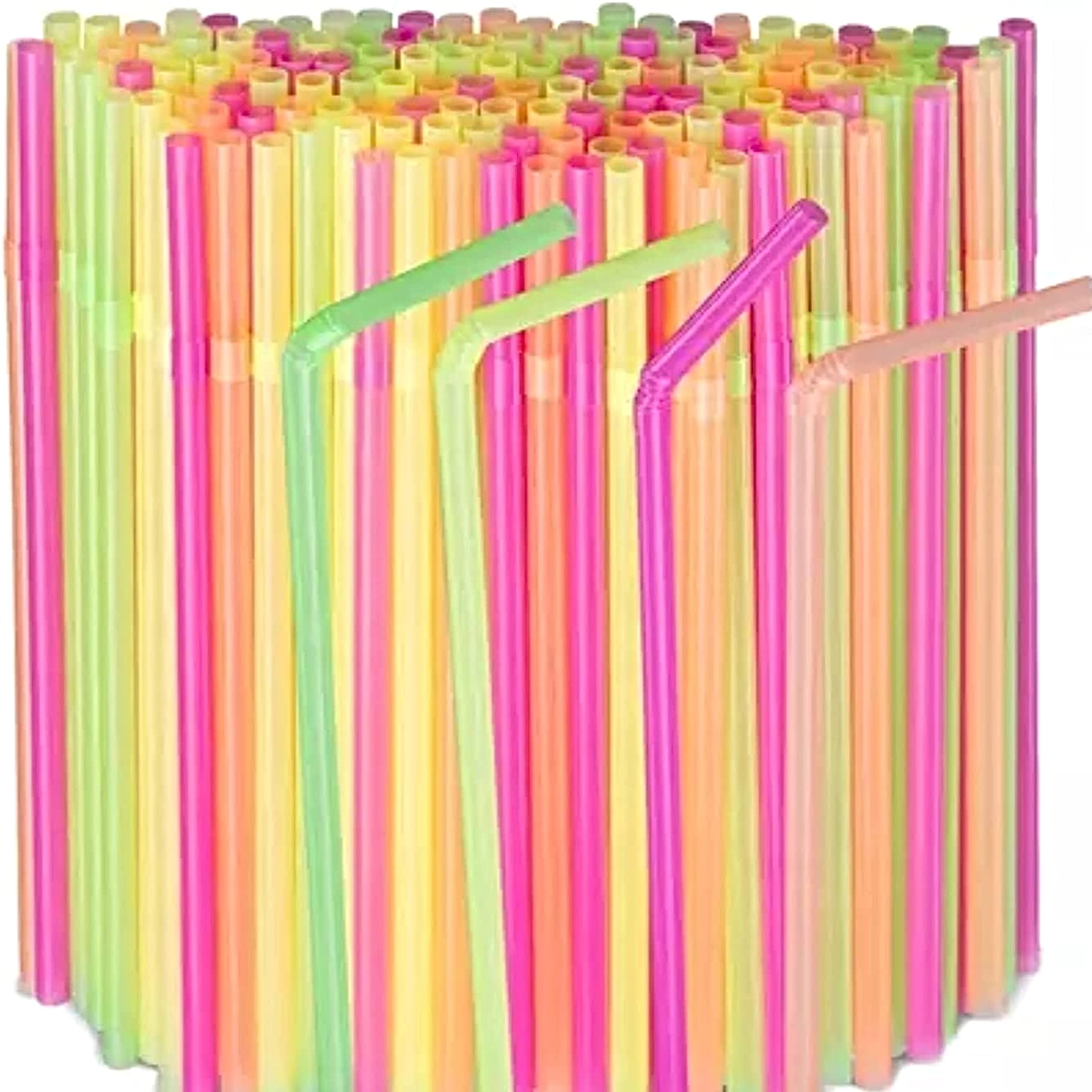 200 Bendable Disposable Drinking Straws Flexible Straws Bendy