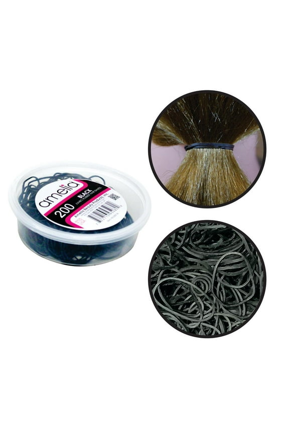 200, Black, Jumbo Size (1in), Rubber Bands for Pony Tails and Braids, Made in USA