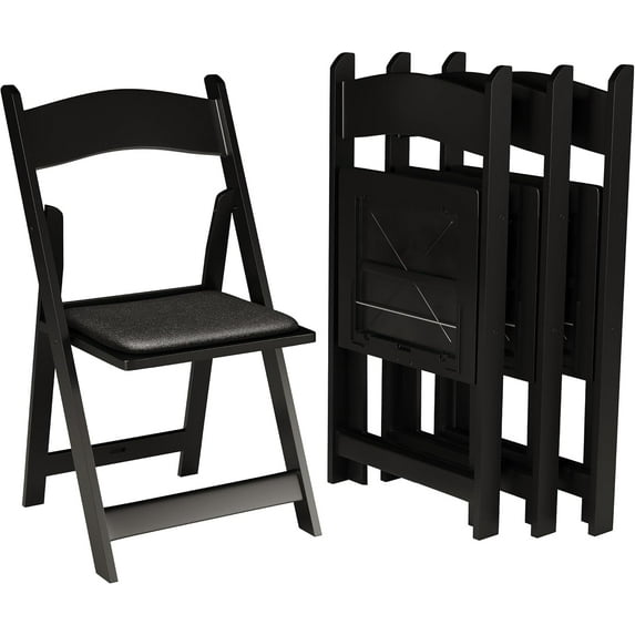 200 Black Resin Folding Chairs with Padded Seats – Stackable, Lightweight, Indoor/Outdoor