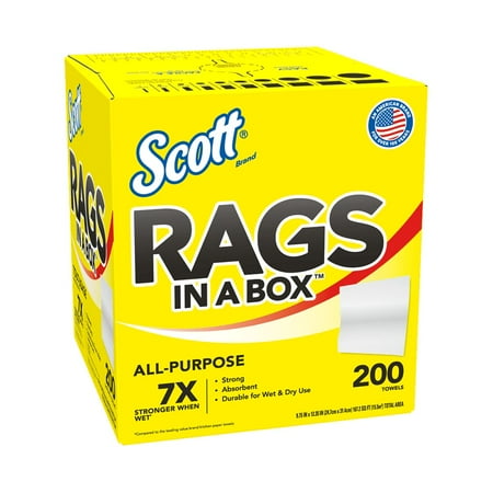 200/Box 8 Boxes/Carton 10 in. x 12 in. Pop-Up Box Rags in a Box - White