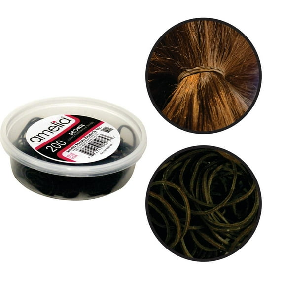 200, Brown, Jumbo Size (1in), Rubber Bands for Pony Tails and Braids, Made in USA.