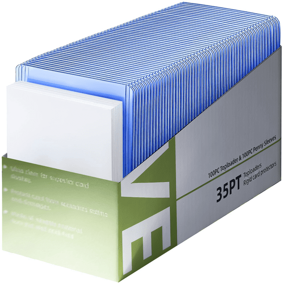 100 Top Loaders 100 Soft Sleeves ,3" x 4" Premium Standard Size, Trading Hard Plastic Card Holder for Sports Football Baseball Cards