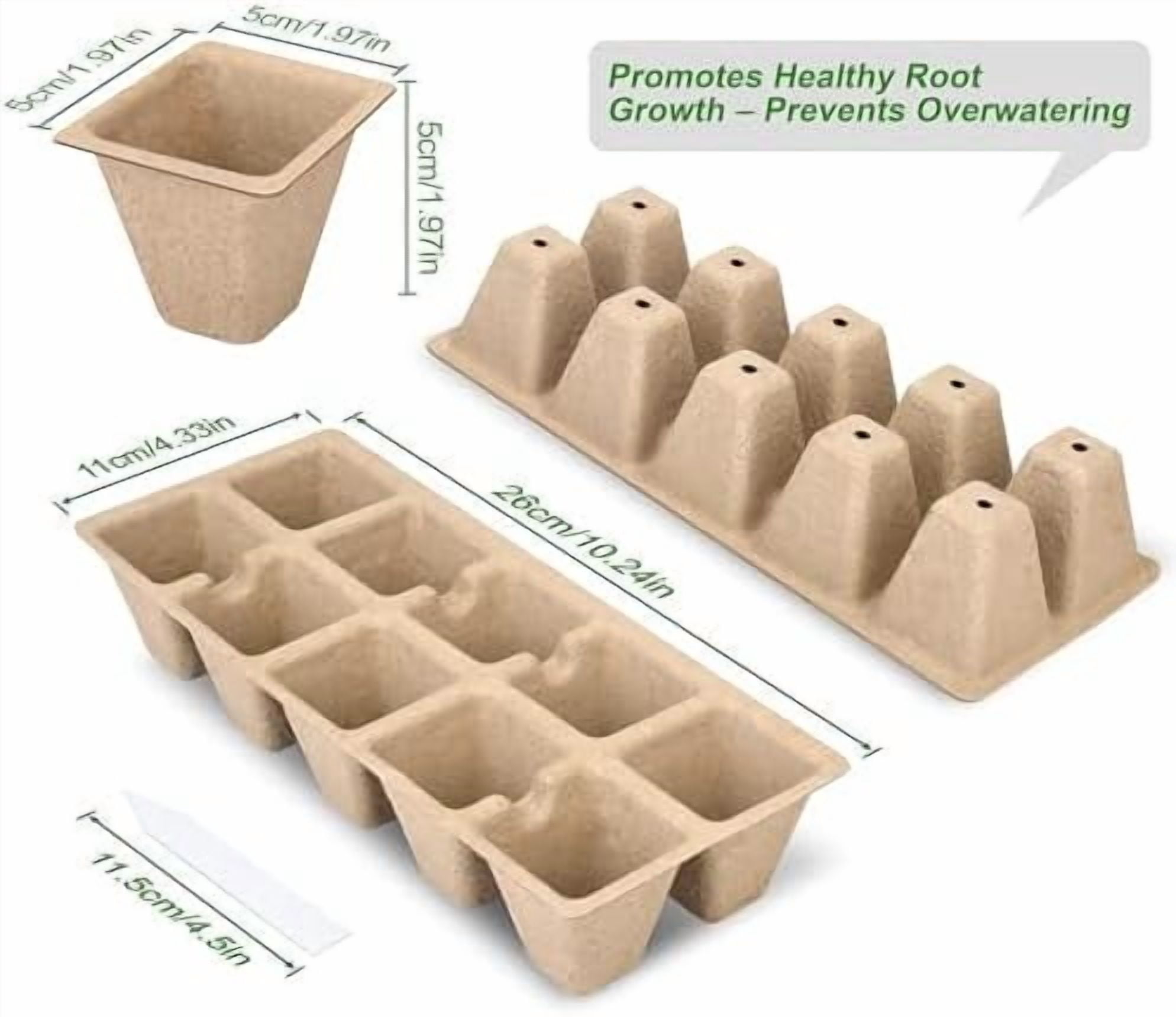 200 Cells Peat Pots, Seed Starter Trays Planting Trays for Seedlings, 20 Pack Germination Trays Peat Pot with 20 Labels