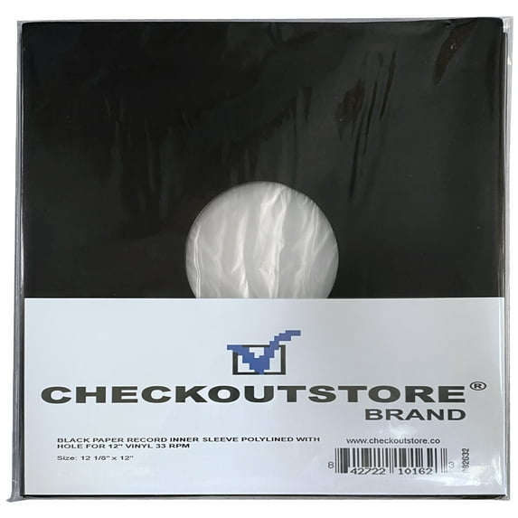 200 CheckOutStore Black Paper Record Polylined With Hole for 12" LP Vinyl 33 RPM (Inner Sleeves)