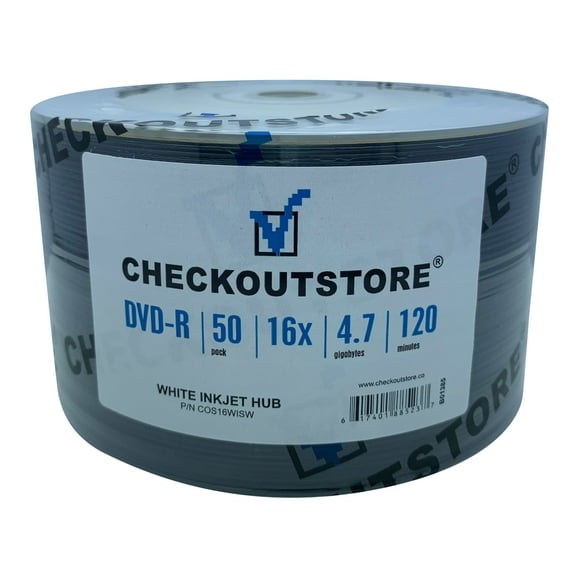 (200) CheckOutStore Premium 16x DVD-R 4.7GB in Tape Wrap (White Inkjet Hub)