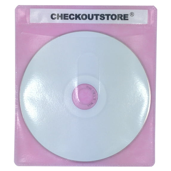 (200) CheckOutStore Premium CD Double-sided Storage Plastic Sleeve (Pink)