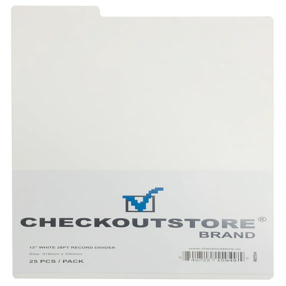 (200) CheckOutStore Premium Plastic Record Dividers to Organize Vinyl Records (White - (12 Inch))