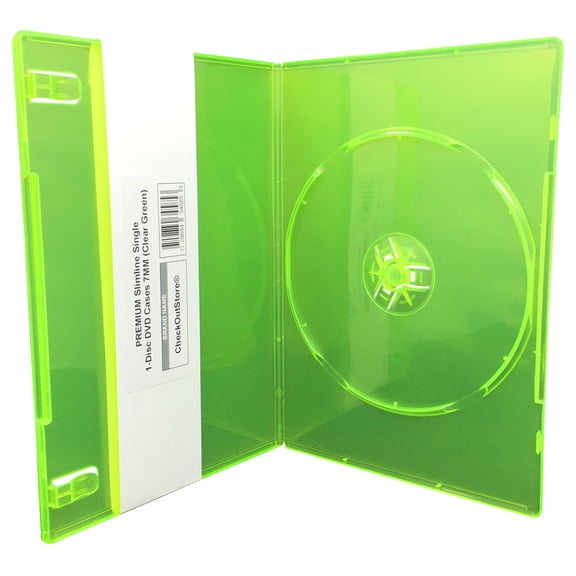 (200) CheckOutStore Premium Slimline Single 1-Disc DVD Cases 7mm (Clear Green)