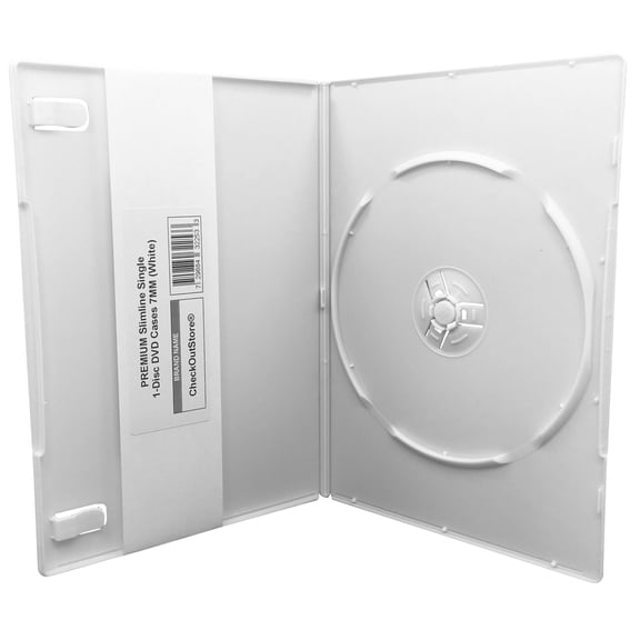 (200) CheckOutStore Premium Slimline Single 1-Disc DVD Cases 7mm (White)