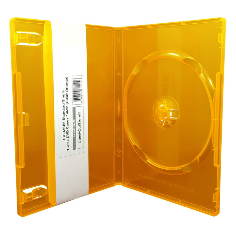 200) CheckOutStore Premium Standard Single 1-Disc DVD Cases 14mm (Clear  Orange) 
