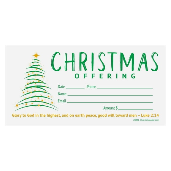 200 Christmas Offering Envelopes for Church - Tithes and Offering Envelopes for Religious Tithe Donation