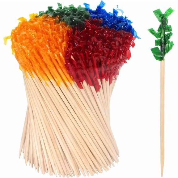 200 Colorful Wooden Toothpicks for Cocktails Appetizers Fruit Skewers