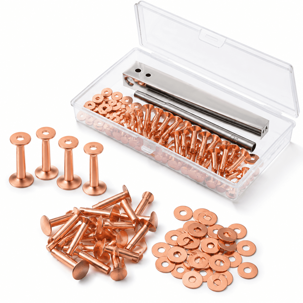Tinner Rivet Tool 200 Copper Rivet and Installation Tool Kit for Leather DIY Projects ...