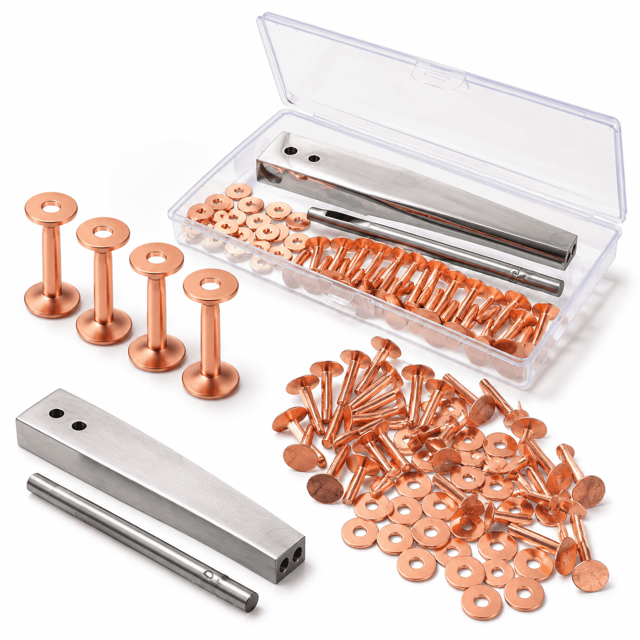 Tinner Rivet Tool 200 Copper Rivet and Tool Kit for Leather Crafting and Repair - Walmart.com