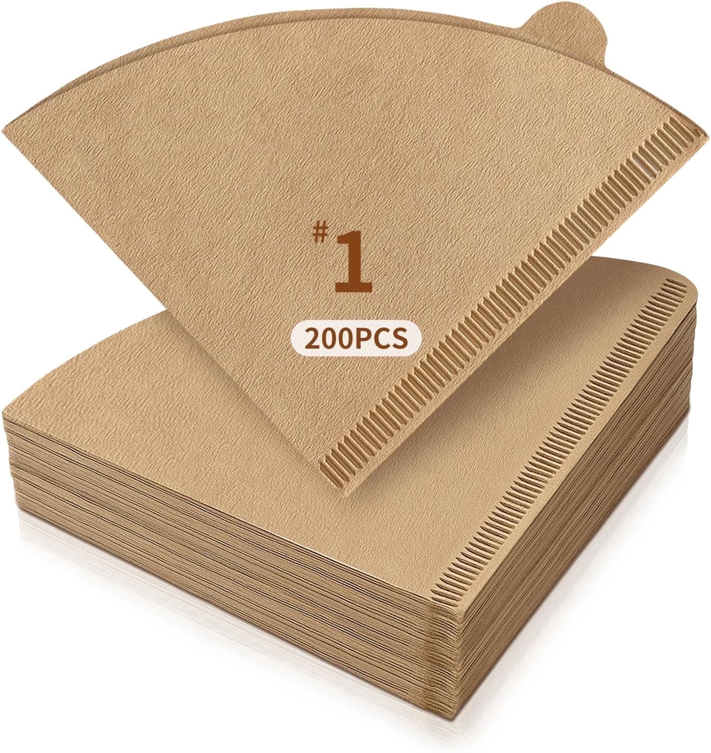 200 Count #1 Cone Coffee Filters, Disposable Natural Unbleached Paper Filters for V60 Pour Over and Drip Coffee Makers, 1-2 Cup, Suitable for Home and Coffee Sh
