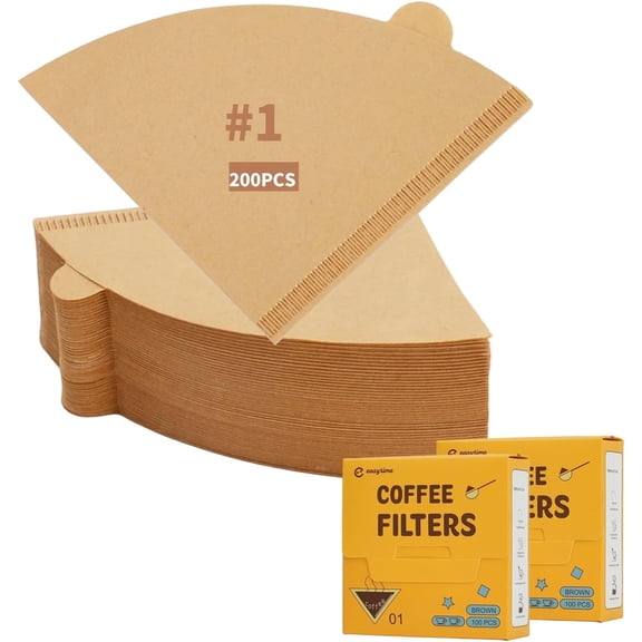 DTFMZOV 200 Count #1 Cone Coffee Filters, Unbleached Natural Paper, Disposable Pour Over Coffee Filters, 1-2 Cup Size, Ideal for Home Brewing and Coffee Shops(2 Pack)